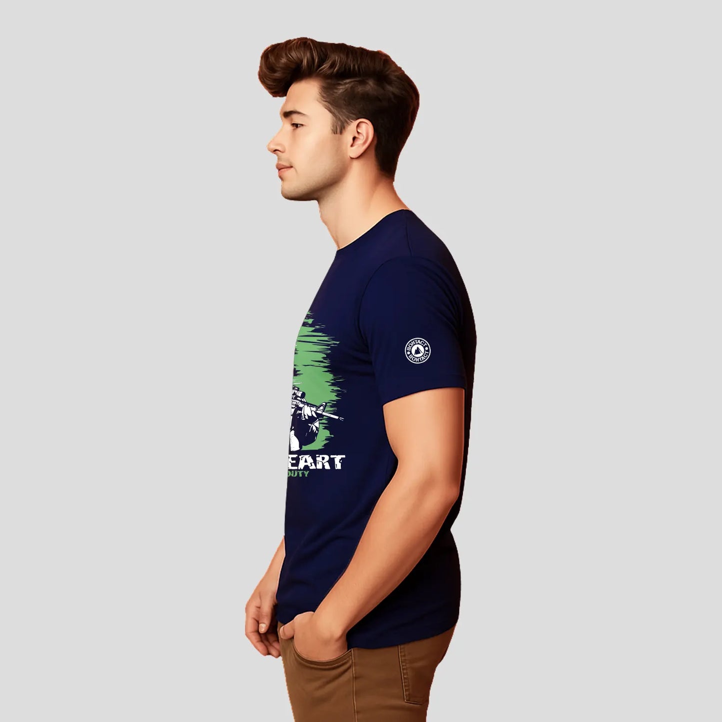Bontact BRAVEHEART Round-Neck Half Sleeve T-Shirt (Navy)