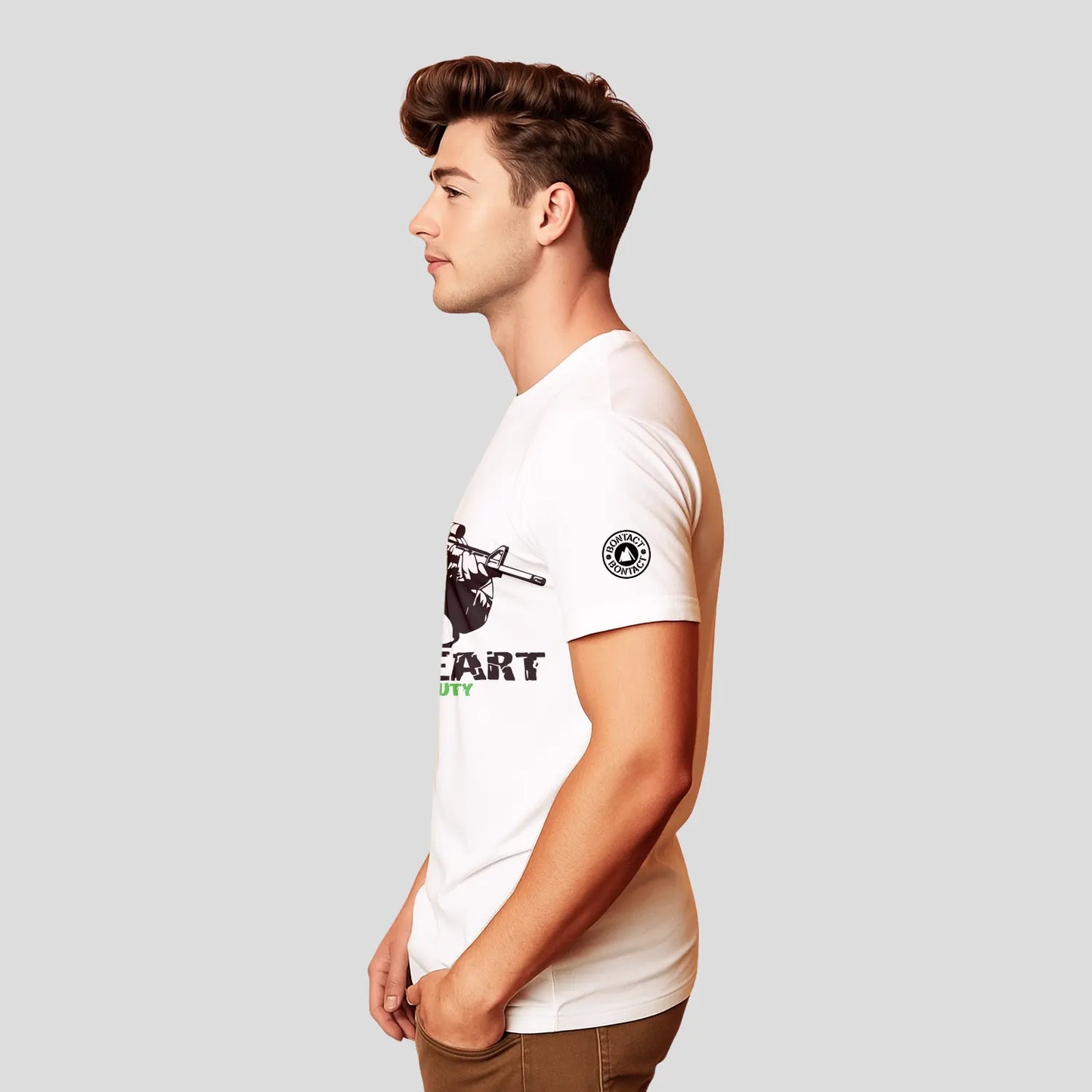 Bontact BRAVEHEART Round-Neck Half Sleeve T-Shirt (White)