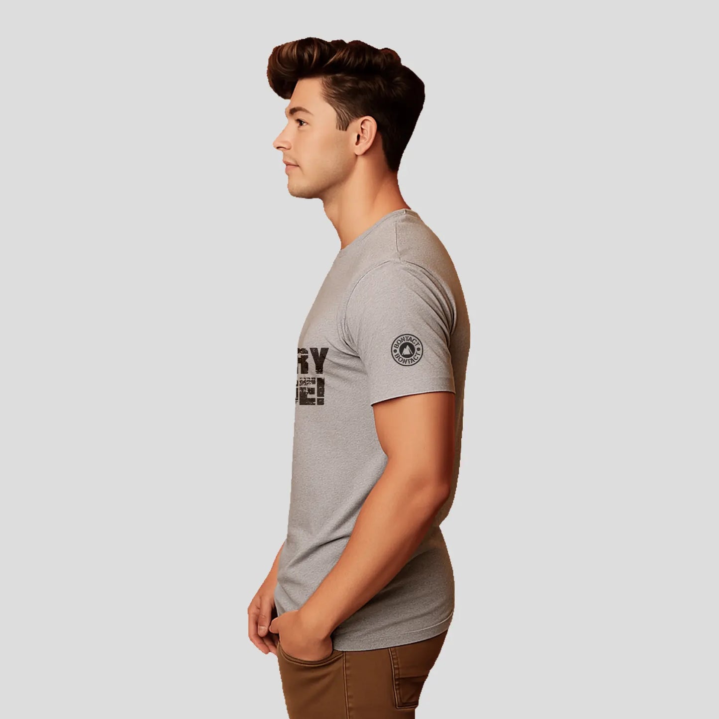 Bontact FIT 4 EVERY CHALLENGE Round-Neck Half Sleeve T-Shirt (Lt.Grey Mel)