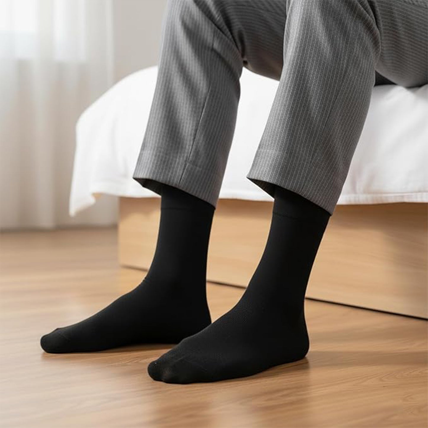 Men Cotton Odour Free Plain Socks (Black)