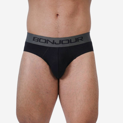 Men's Black Cotton Comfort Briefs - Soft Breathable Everyday Innerwear (Pack of 1)
