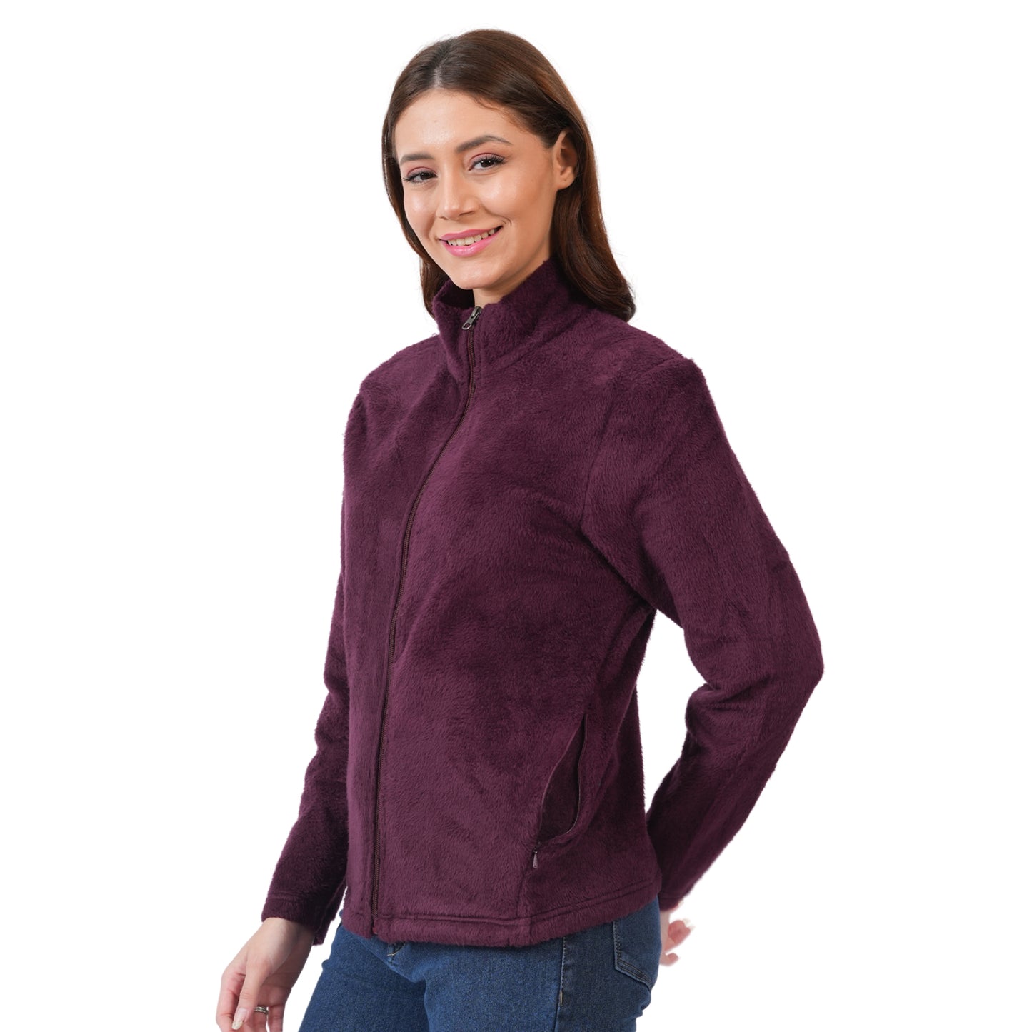 Women's Solid Zipper Hooded Sweatshirt