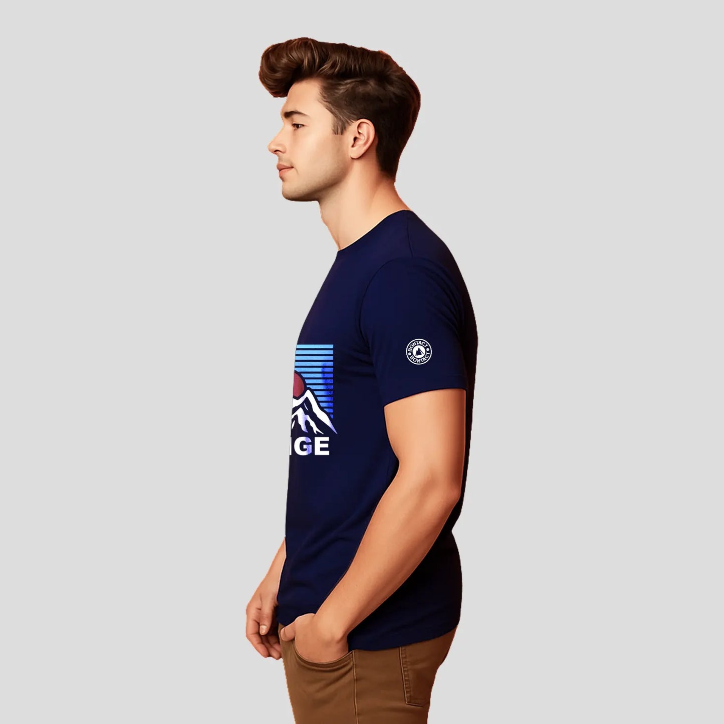 Bontact CHALLENGE Round-Neck Half Sleeve T-Shirt (Navy)
