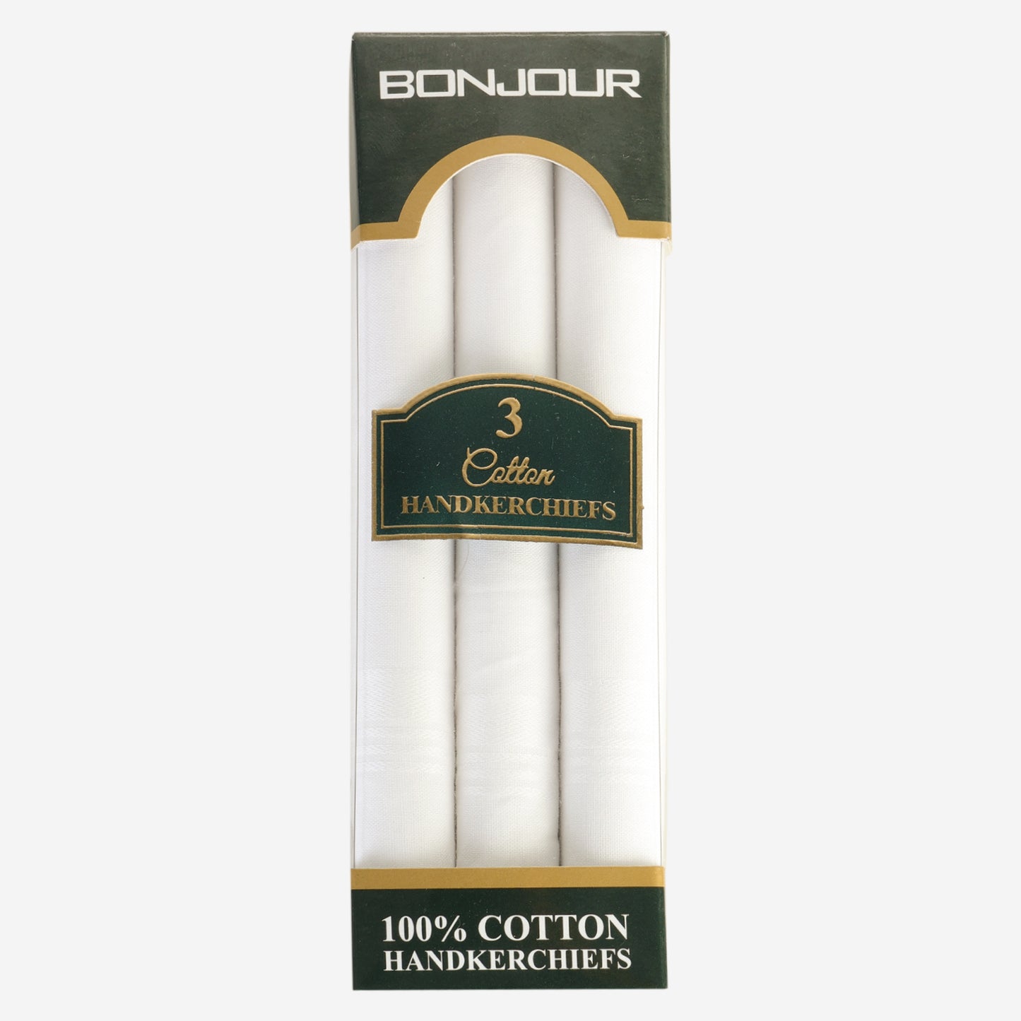 Men's Self White 100% Cotton Handkerchiefs  (Pack of 3)