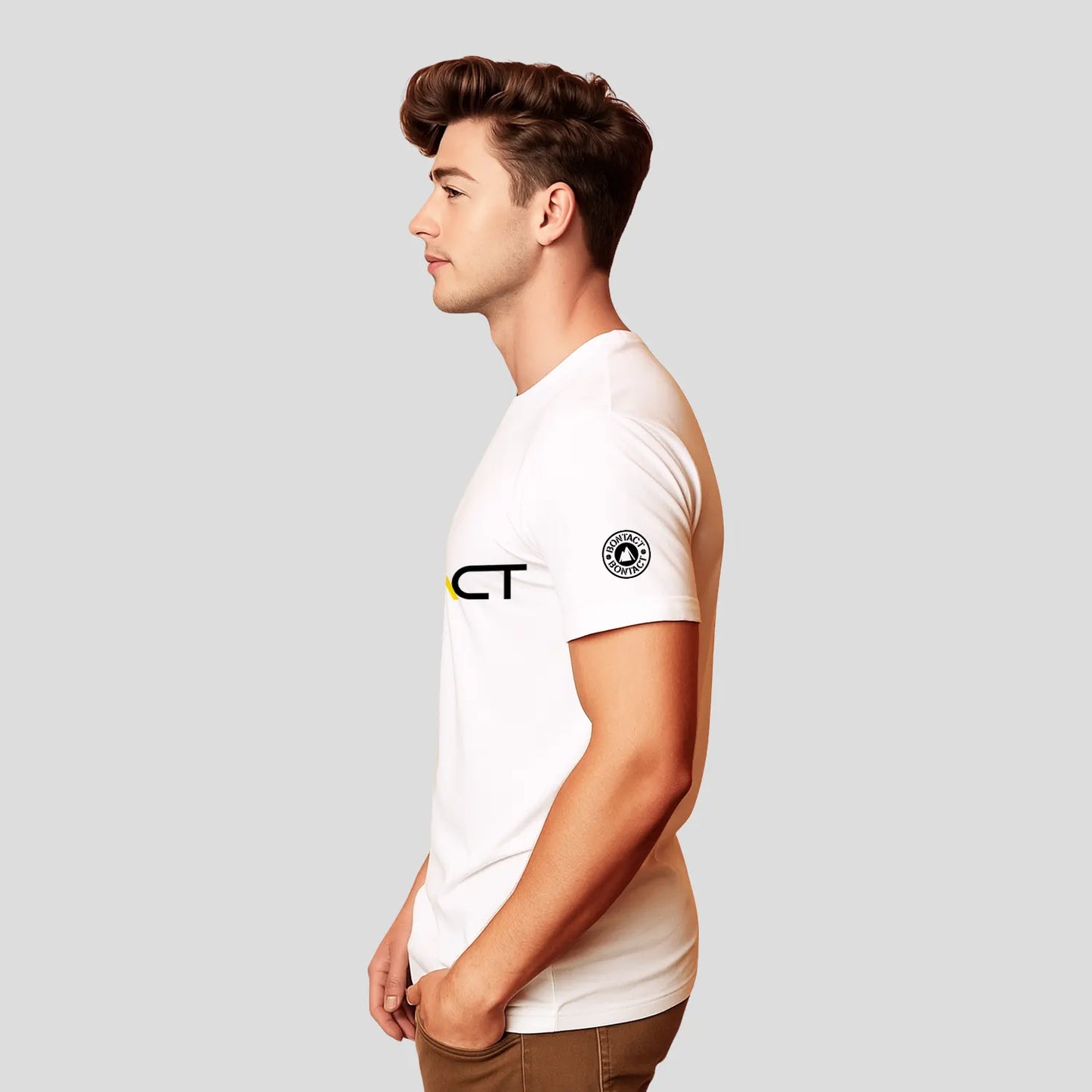 Bontact Men Round-Neck Half Sleeve T-Shirt (White)