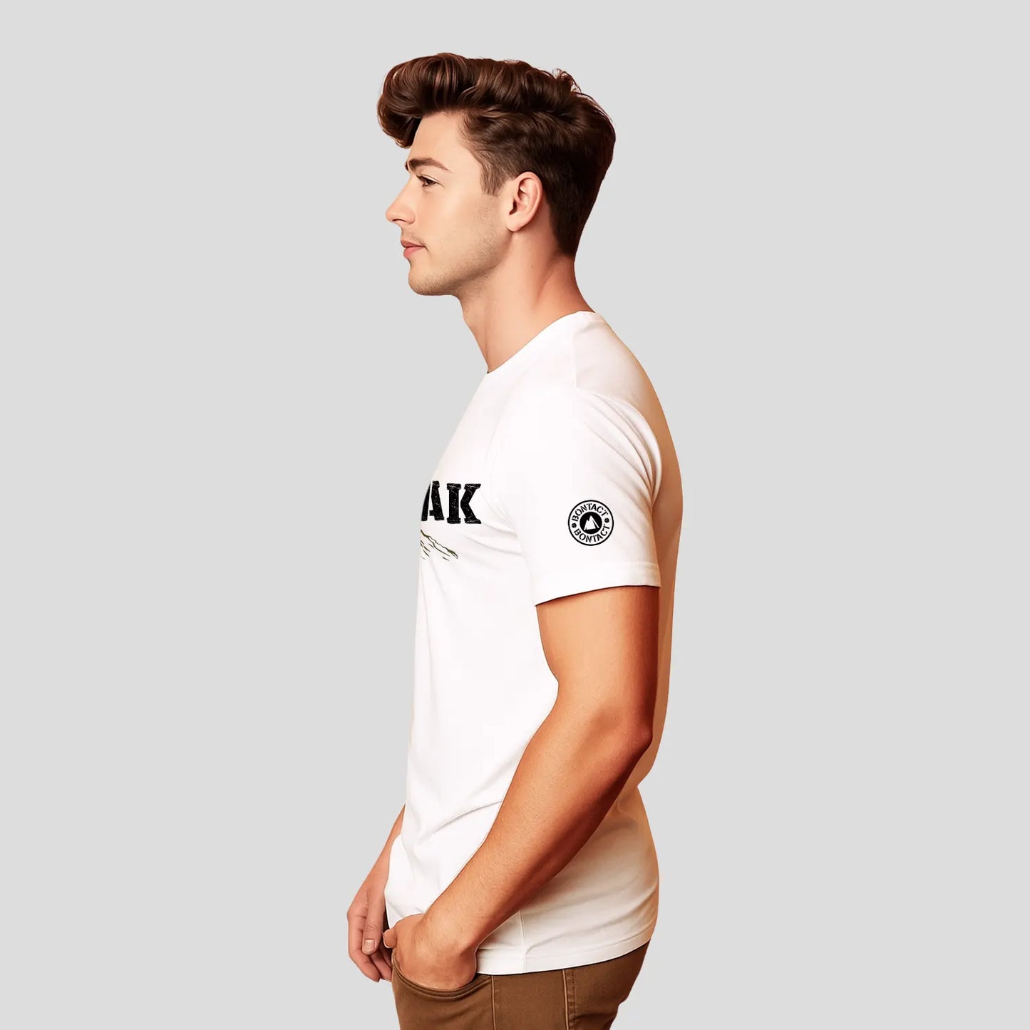 Bontact TRI PEAK Round-Neck Half Sleeve T-Shirt (White)