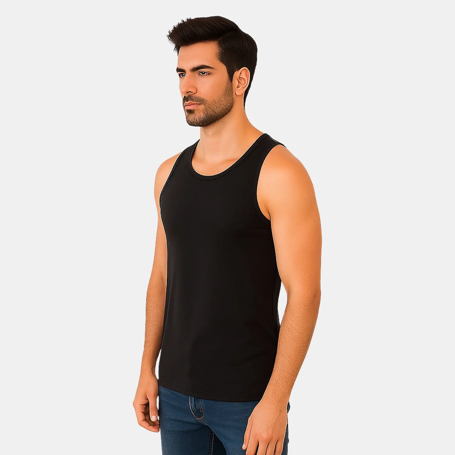 Bamboo Black Vest for Men (Pack of 1)