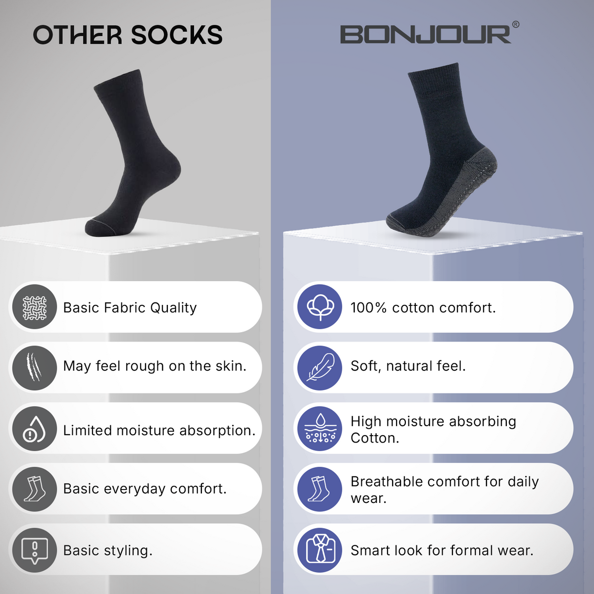 Woolen Gripper (Anti-Skid) Indoor Socks for Men (Color:- Anthra & Navy)