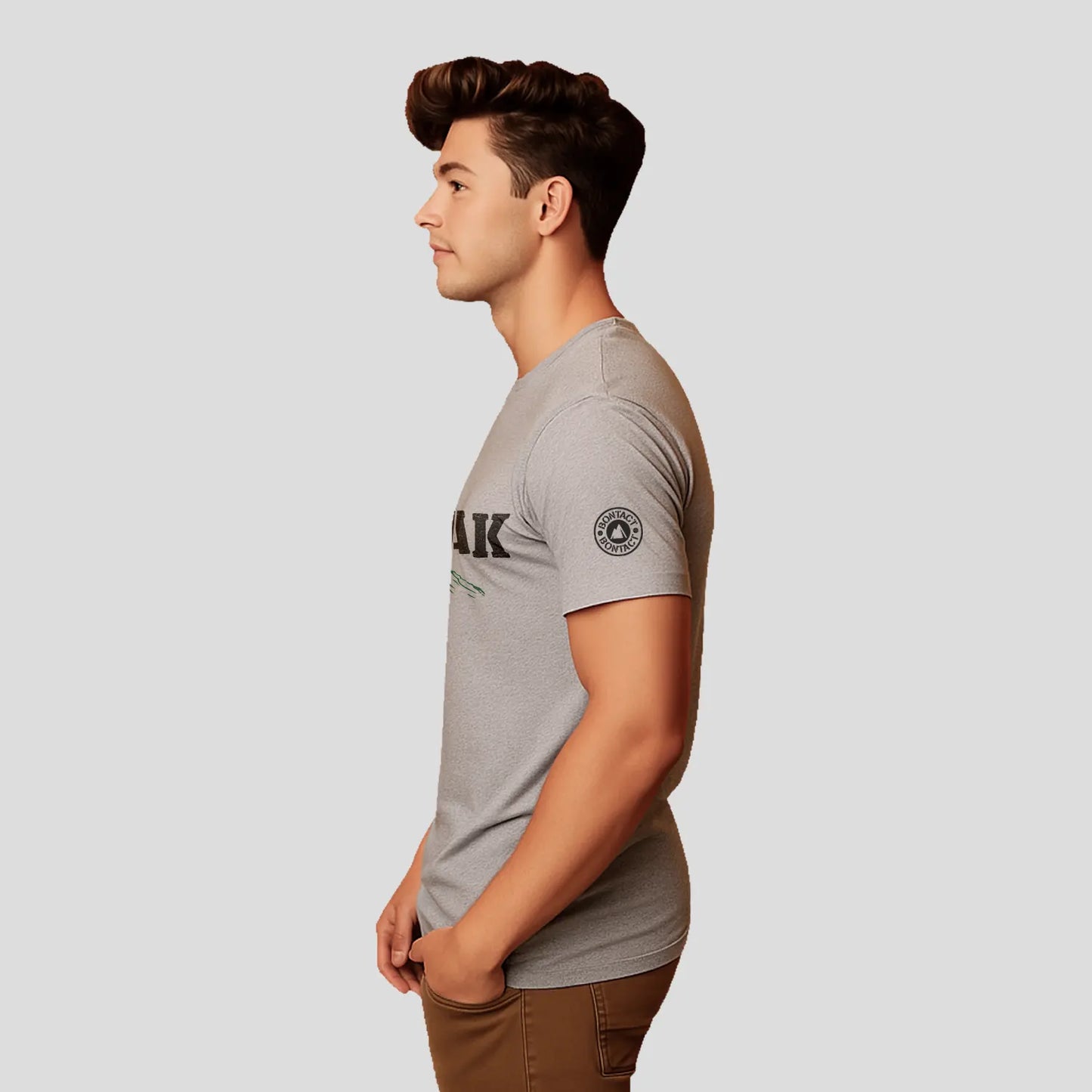 Bontact TRI PEAK Round-Neck Half Sleeve T-Shirt (Lt.Grey Mel)