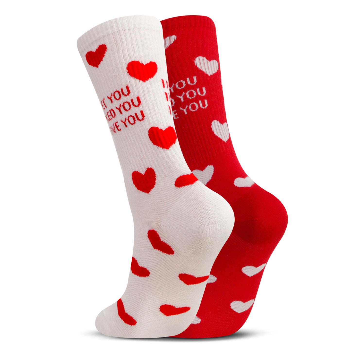 Valentine Couple Crew Length Socks White & Red