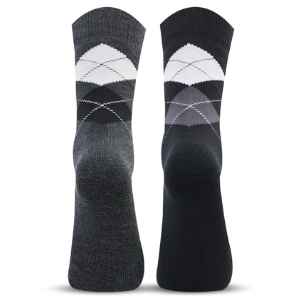 Men Classic Argyle Multicolored Woolen Socks- Pack of 2