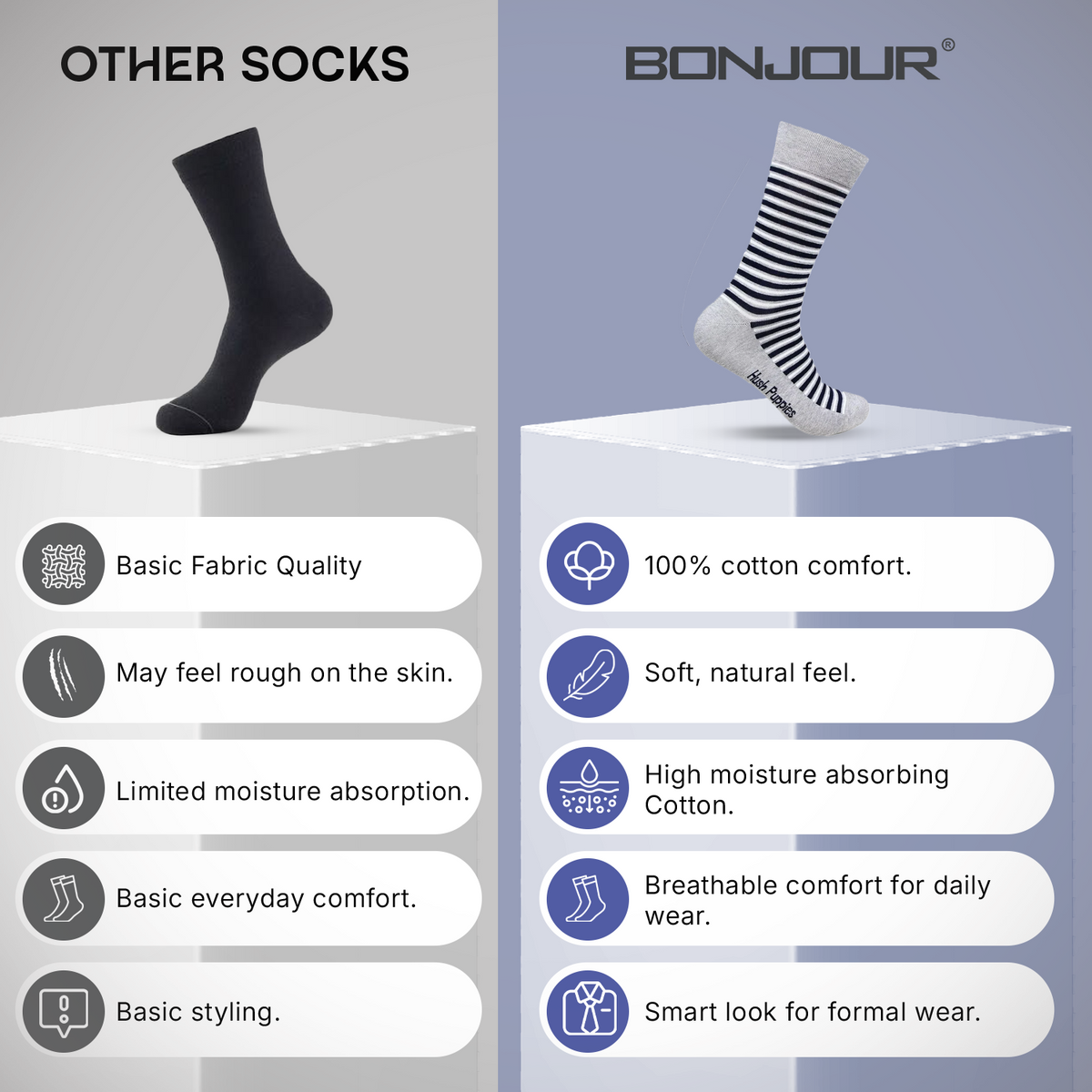Hush Puppies Men's Multicolored Crew Socks -  Pack of 3