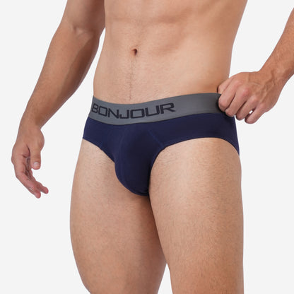 Men's Navy Cotton Comfort Briefs - Soft Breathable Everyday Innerwear (Pack of 1)