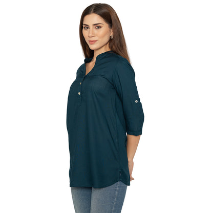 Prussian Blue Short Kurti – Stylish Kurti for Women & Girls