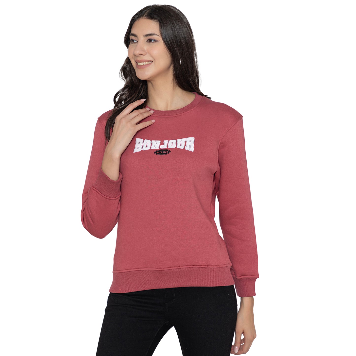 Women's  Full Sleeve Round Neck Sweatshirt - Red