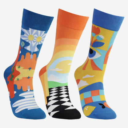 Psychedelic Dream Designer Socks for Men (Pack of 3)