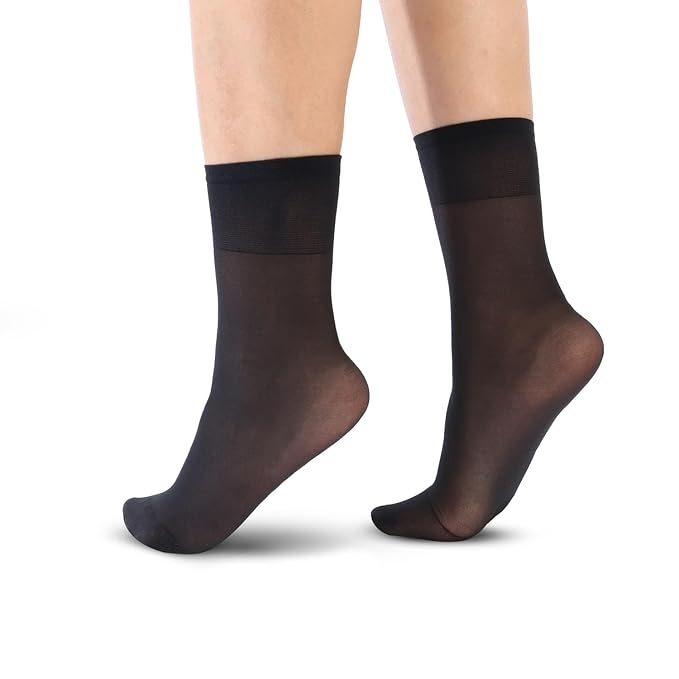 Women's & Girls' Sheer Matte Ankle High Socks (Black)