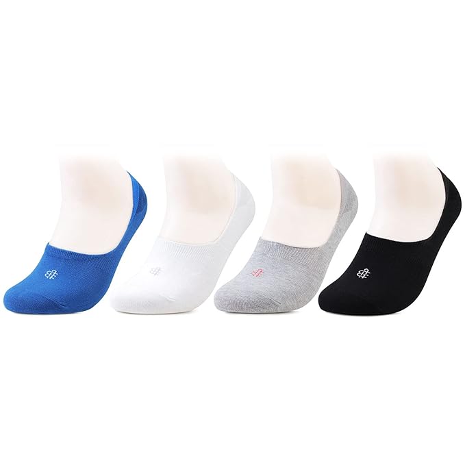 Unisex Multicolor Cotton No Show Socks -  Pack Of 4