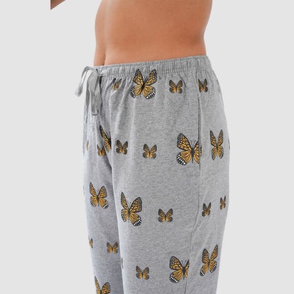 Women’s Knitted Capri Bottom with Butterfly Print & Drawstring Waist
