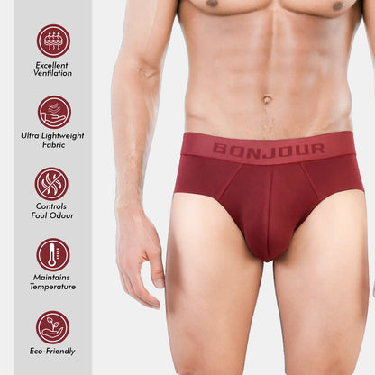 Bonjour Men’s Bamboo Midnight Plum Brief – Ultra Soft, Odour Free (Pack of 1)