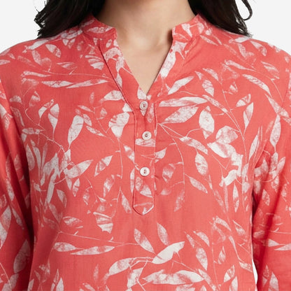 Dk.Peach Women Floral Printed Short Kurti – Stylish & Comfortable (Pack of 1)