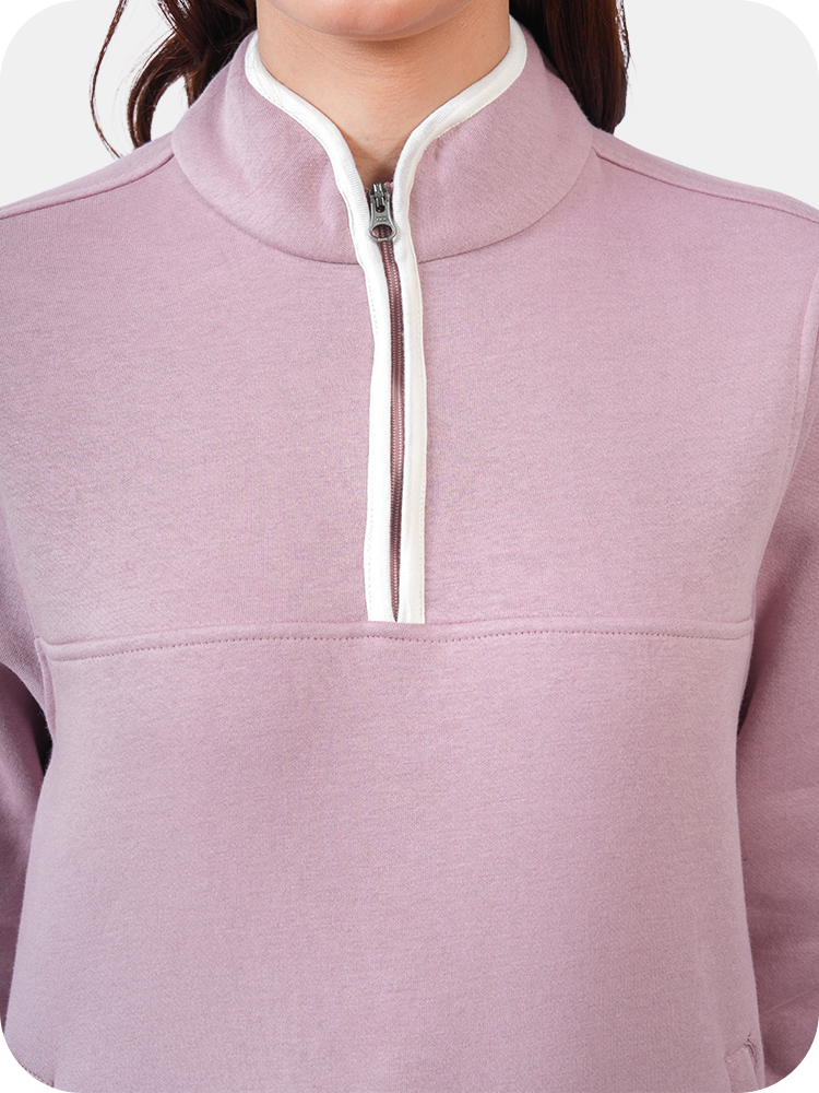 Women’s Half Zip Sweatshirt for Winter - (Mauve)