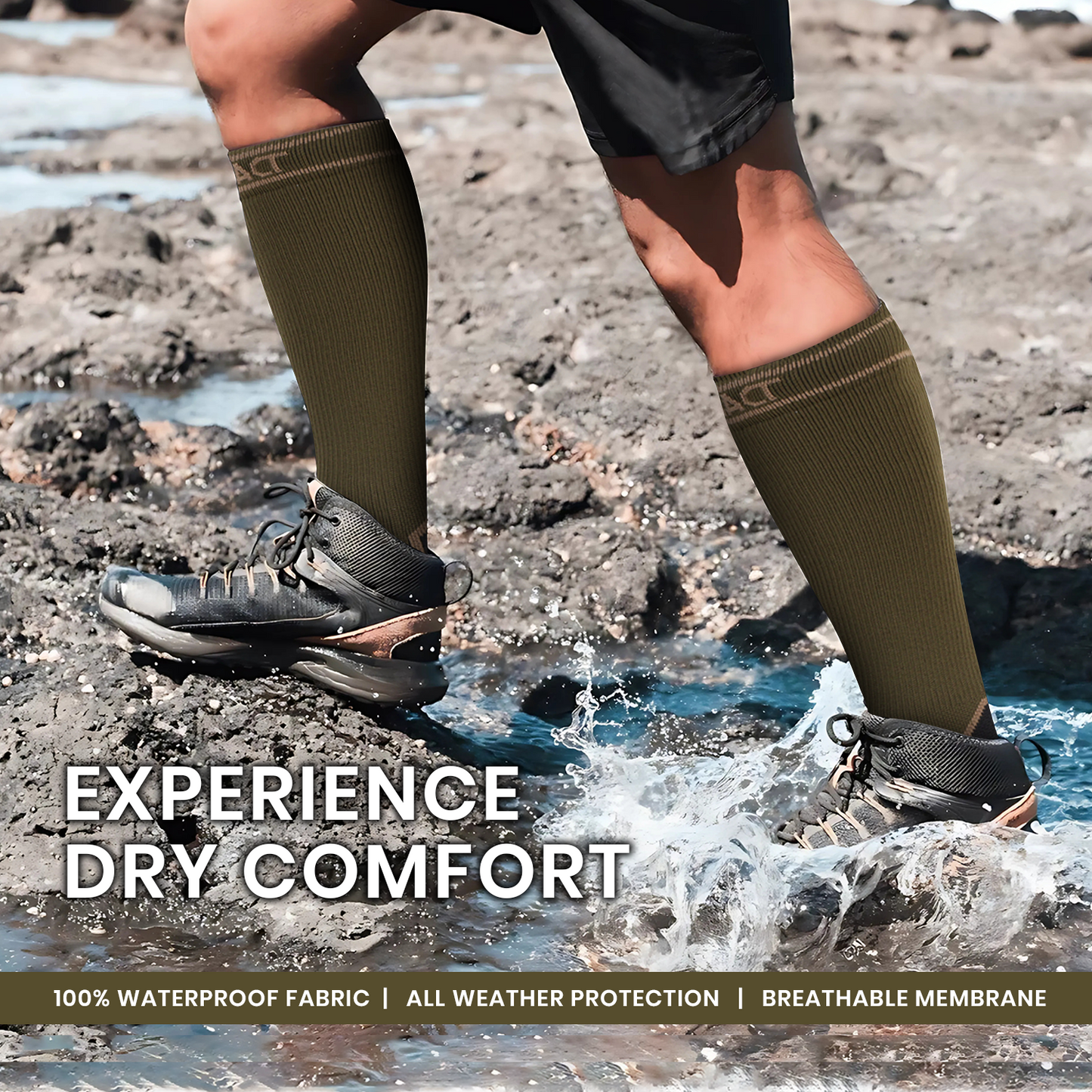 Olive Green Waterproof Socks for Men - (Pack of 1)