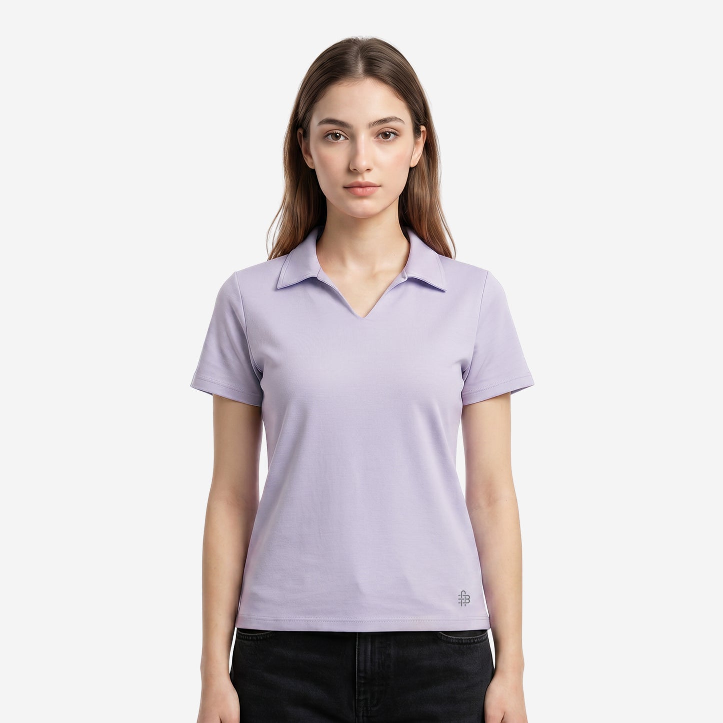 Women’s Solid Lavender Polo Half Sleeve T-Shirt
