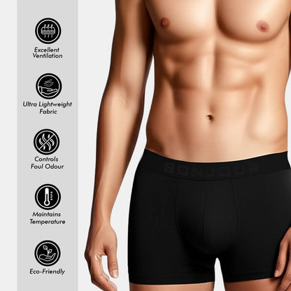 Men’s Bamboo Trunk Black– Ultra Soft, Odour Free (Pack of 1)