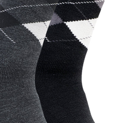 Men Classic Argyle Multicolored Woolen Socks- Pack of 2