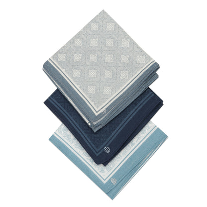 Silcora Men’s Cotton Handkerchiefs Pack of 3 (Color & Print May Vary)