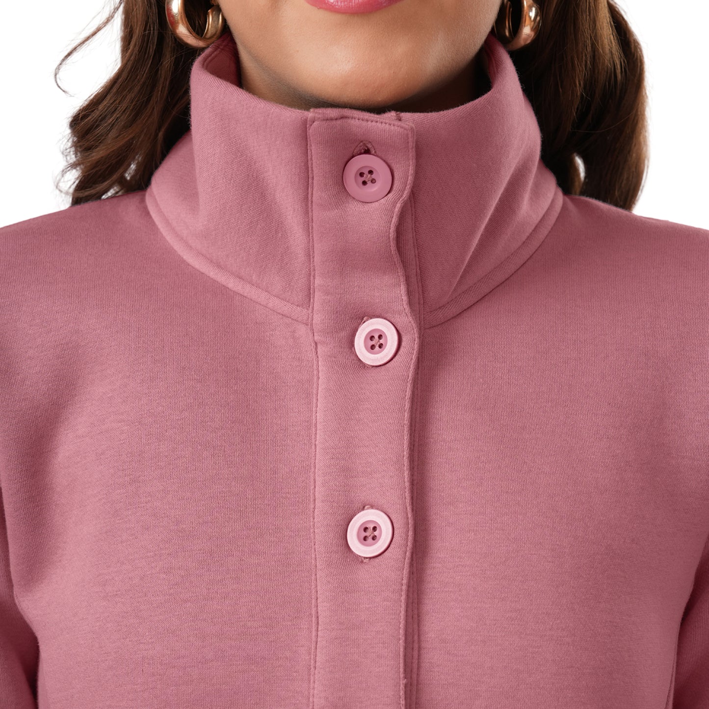 Women Winter High Neck Long Coat (Slate Rose)