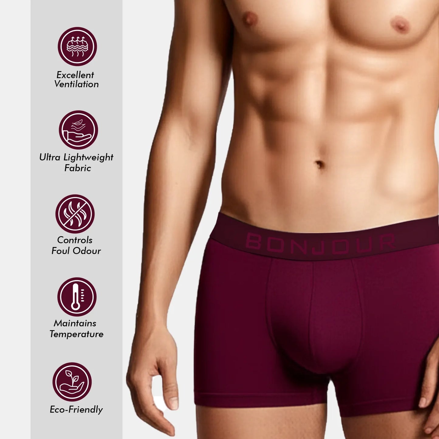 Men’s Bamboo Trunk Midnight Plum – Ultra Soft, Odour Free (Pack of 1)