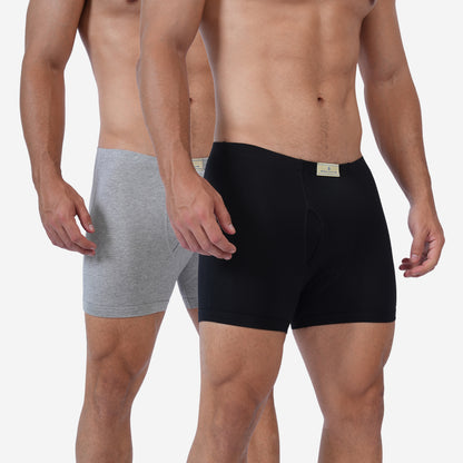 Men's Black & Grey Cotton Comfort Trunk - Soft Breathable Everyday Innerwear (Pack of 2)