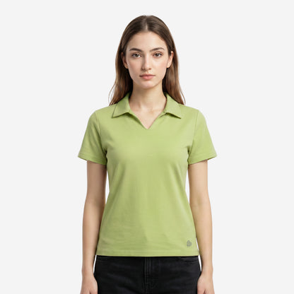 Women’s Solid Pista Polo Half Sleeve T-Shirt