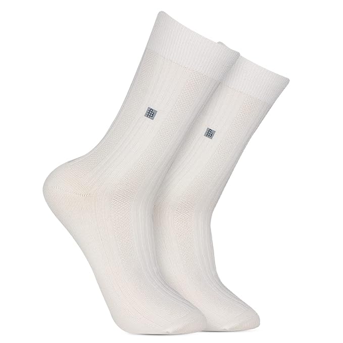 Men's Cosmic Ribbed Formal Socks - Cream