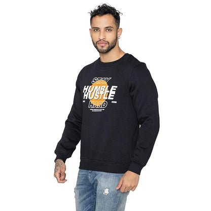 Men's Black Graphic Printed Crew Neck Sweatshirt – Stay Humble Hustle Hard