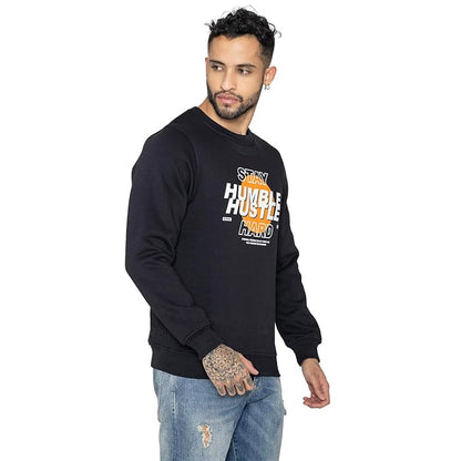 Men's Black Graphic Printed Crew Neck Sweatshirt – Stay Humble Hustle Hard