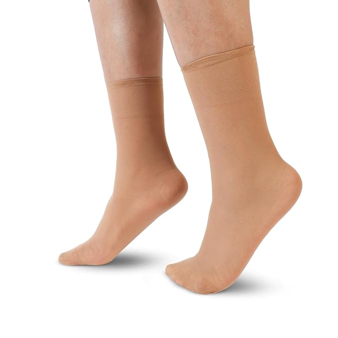 Women's & Girls' Sheer Matte Ankle High Socks - Skin (Pack of 5)