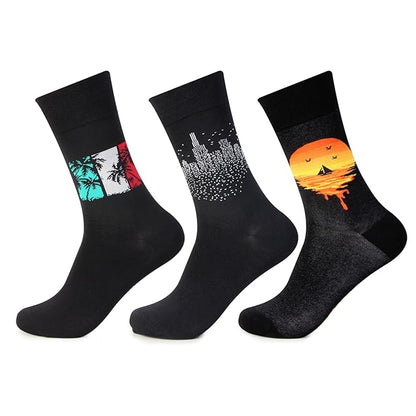 Summer Trio Sunset Delights Crew Length Socks for Men - Pack of 3