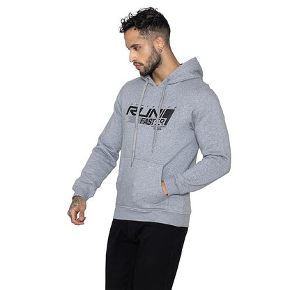 Men Grey Printed Hoodie Sweatshirt