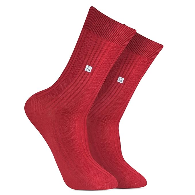 Men's Cosmic Ribbed Formal Socks - New Maroon