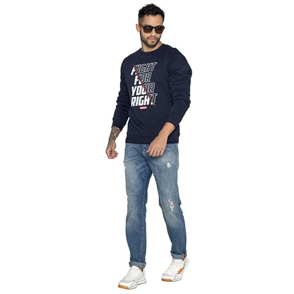 Men's Navy Graphic Printed Crew Neck Sweatshirt – Fight For Your Right