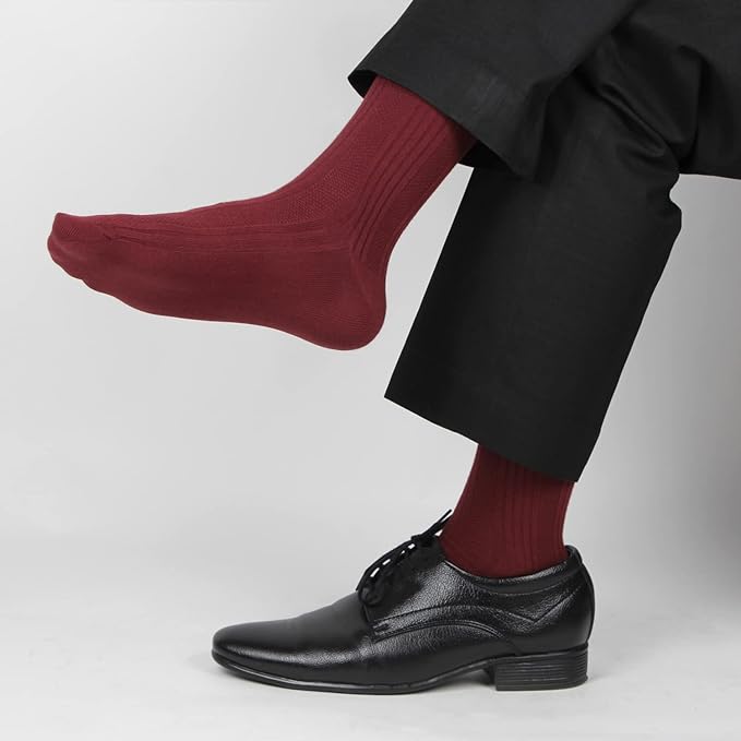 Men's Cosmic Ribbed Formal Socks - New Maroon – BONJOUR