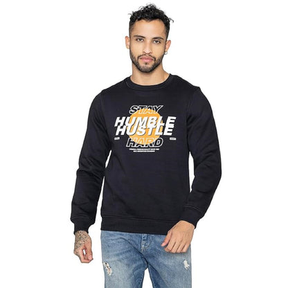 Men's Black Graphic Printed Crew Neck Sweatshirt – Stay Humble Hustle Hard