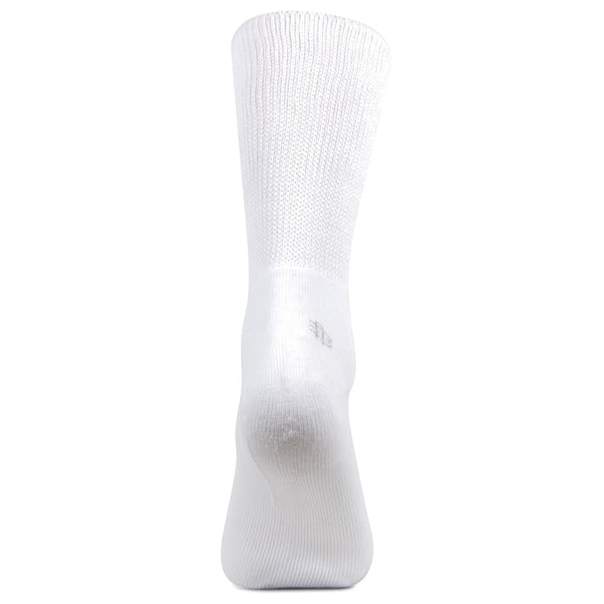 Men's Crew Length Diabetic Socks (White)