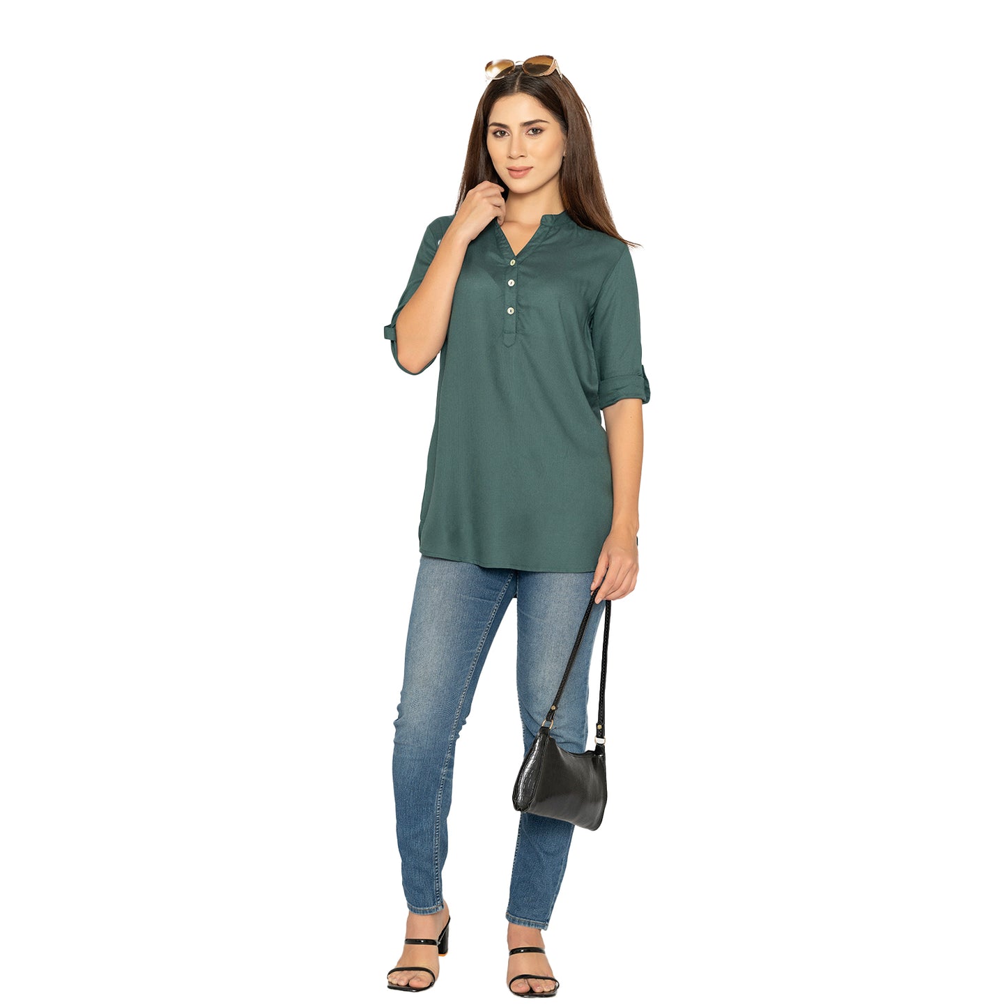 Bottel Green Short Kurti – Stylish Kurti for Women & Girls