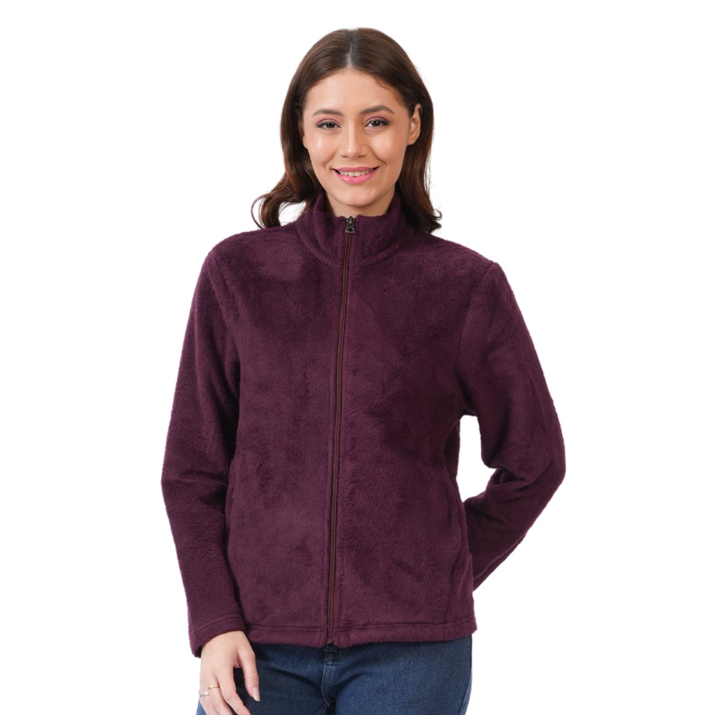 Women's Solid Zipper Hooded Sweatshirt