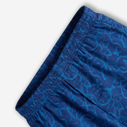 Men’s 100% Cotton Printed Mid-Rise Boxer Shorts - (Indigo)