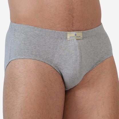 Men's Black & Grey Cotton Comfort Briefs - Soft Breathable Everyday Innerwear (Pack of 2)